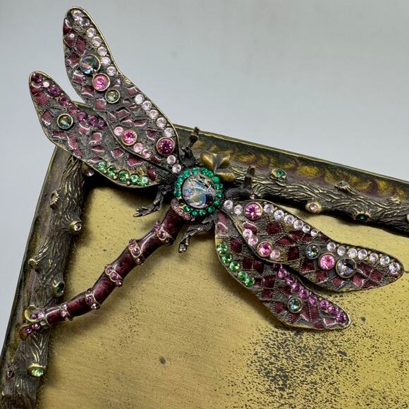 Vintage JAY STRONGWATER Dragonfly Pewter Frame w/ Swarovski Crystals - Picture 3 of 10